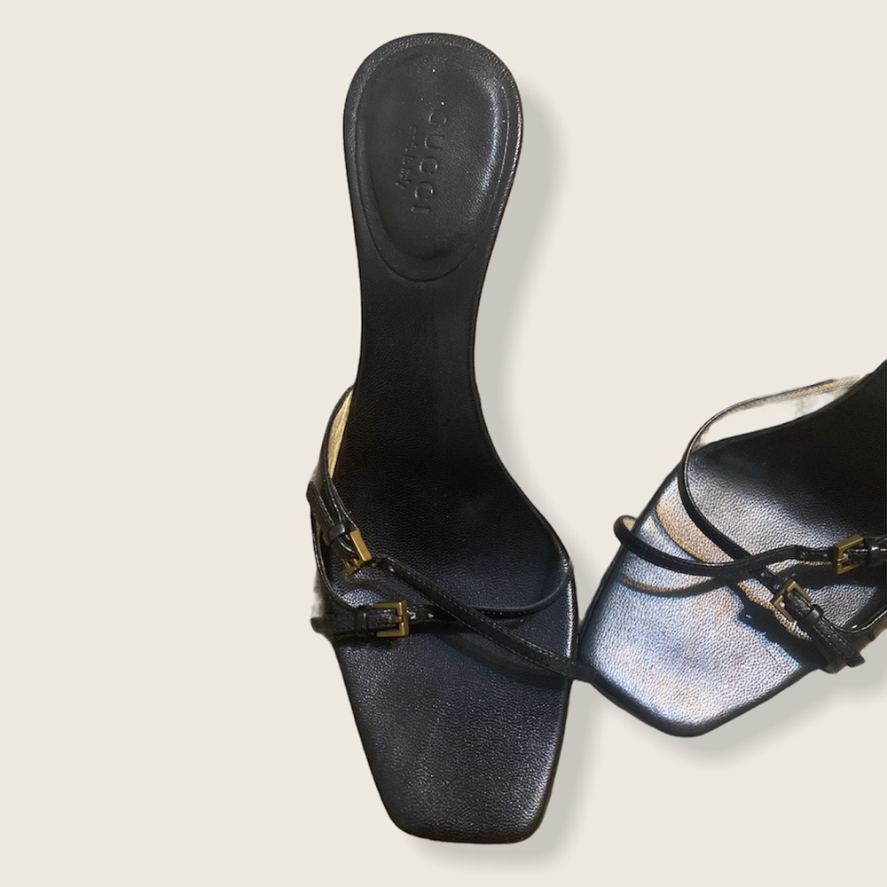 Vintage Gucci Buckle Strap Heeled Sandals
